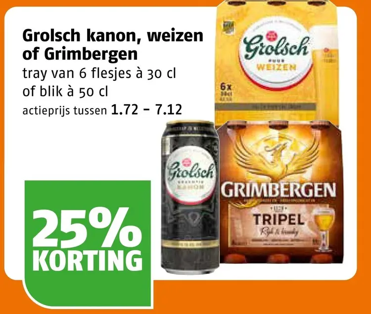 Aanbieding: Grolsch kanon, weizen of Grimbergen