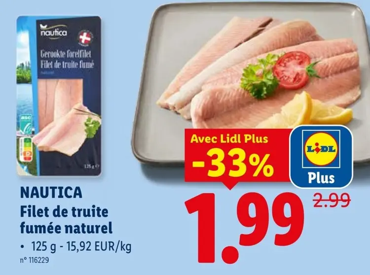 Offre: Filet de truite fumée naturel