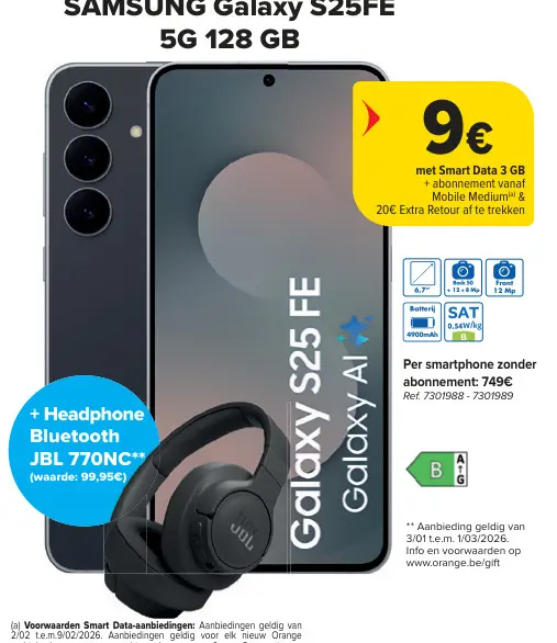 Promotie: SAMSUNG Galaxy S25FE 5G 128 GB