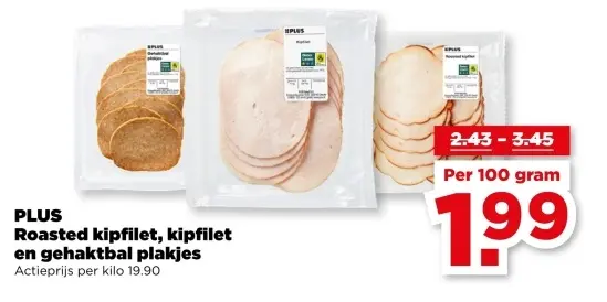 Roasted kipfilet, kipfilet en gehaktbal plakjes