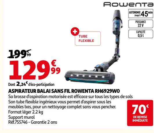 Promotie: Aspirateur balai sans fil Rowenta rh6929wo