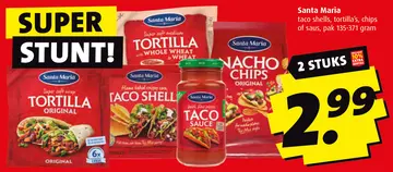 Aanbieding: Taco shells, tortilla's, chips of saus