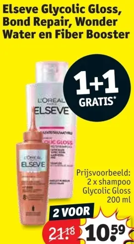 Aanbieding: Elseve Glycolic Gloss, Bond Repair, Wonder Water en Fiber Booster