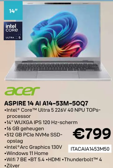 Aanbieding: Aspire 14 ai a14-53m-50q7