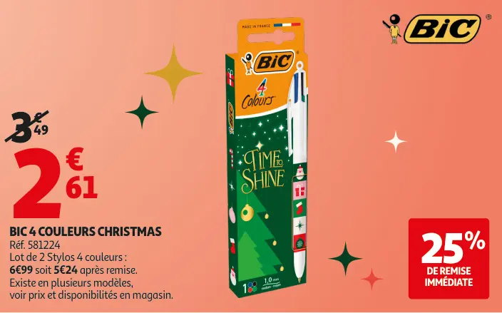 Promotie: Bic 4 couleurs christmas