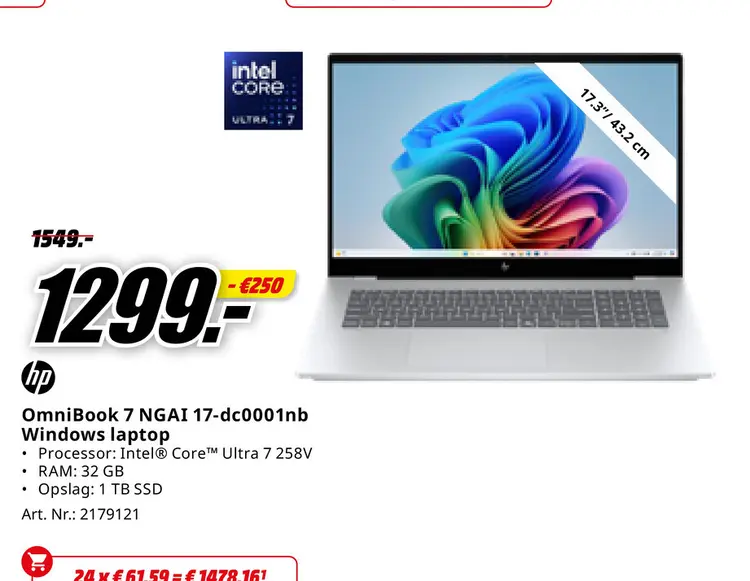Promotie: OmniBook 7 NGAI 17-dc0001nb Windows laptop