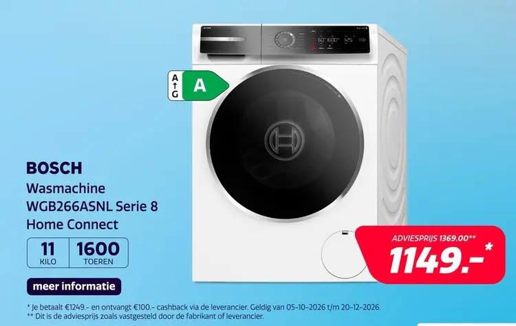 Aanbieding: Bosch WGB266ASNL Serie 8 Home Connect