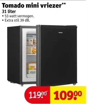 Aanbieding: Tomado mini vriezer