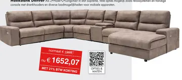 Aanbieding: Hoekbank Denver Als 2+Hoek+2+Longchair in sto
