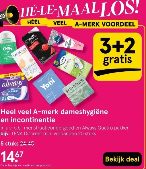 Aanbieding: A-merk dameshygiëne en incontinentie