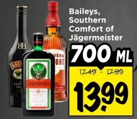 Aanbieding: Baileys, Southern Comfort of Jägermeister