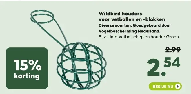 Aanbieding: Wildbird houders voor vetbollen en -blokken