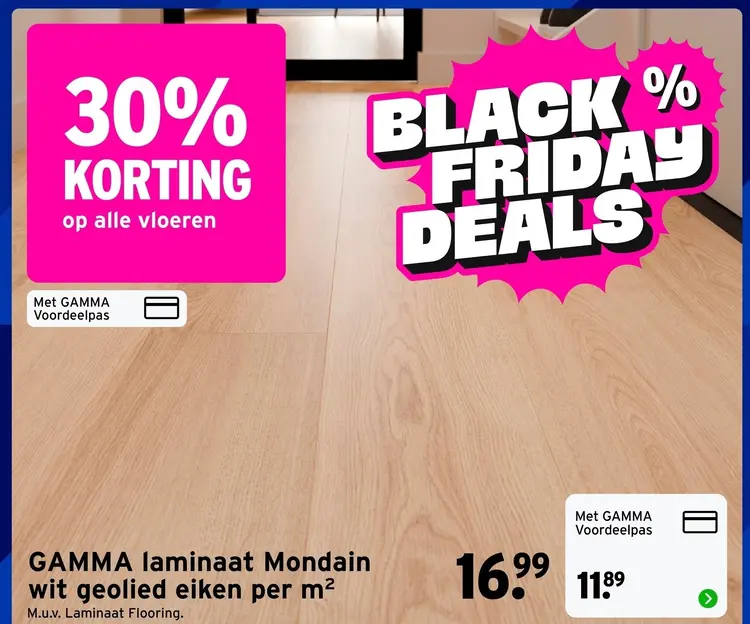 Aanbieding: GAMMA laminaat Mondain wit geolied eiken per m2
