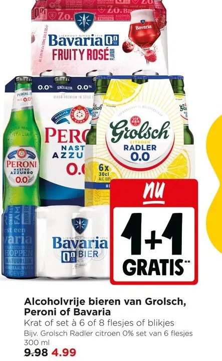 Aanbieding: Alcoholvrije bieren van Grolsch, Peroni of Ba