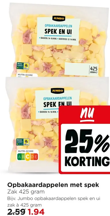 Aanbieding: Opbakaardappelen met spek