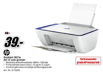 Aanbieding: DeskJet 2821e All-in-one-printer