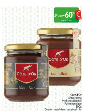 Aanbieding: Côte d'Or Smeerpasta Melkchocolade of Pure chocolade