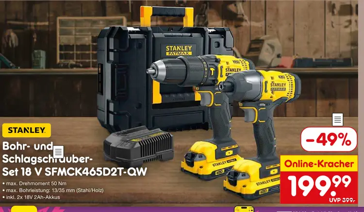 Aanbieding: Bohr- und Schlagschrauber-Set 18 V SFMCK465D2