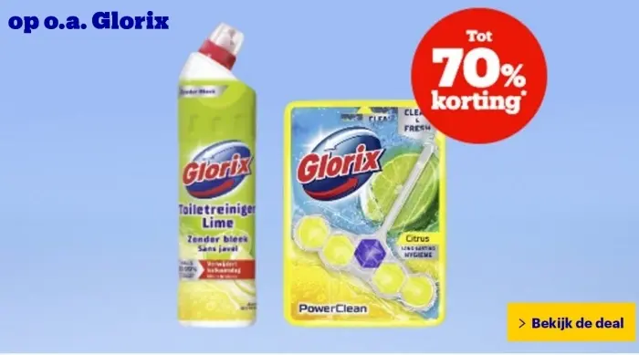 Aanbieding: Glorix Toiletreiniger Lime & Glorix PowerClea