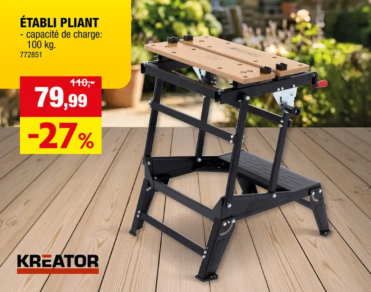 Offre: Kreator KRT672002 HD établi pliant 100kg