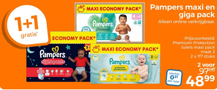 Aanbieding: Pampers maxi en giga pack