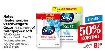Aanbieding: Nalys Keukenpapier vochtvangers decor of toiletpapier soft