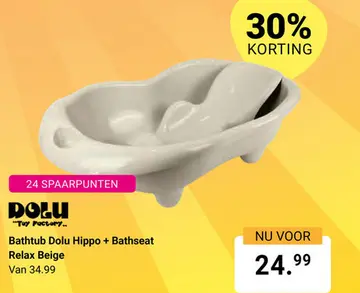 Aanbieding: Bathtub Dolu Hippo + Bathseat Relax Beige