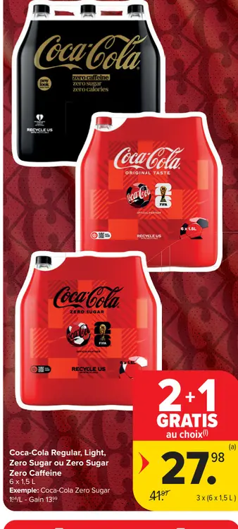 Offre: Coca-Cola Regular, Light, Zero Sugar ou Zero 