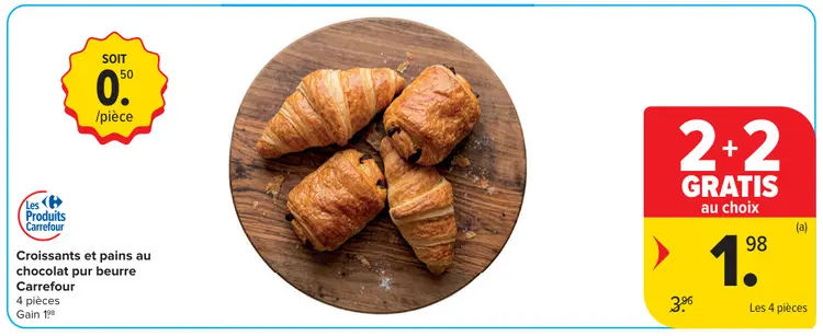 Offre: Croissants et pains au chocolat pur beurre