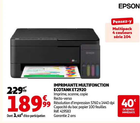 Offre: Imprimante multifonction Ecotank ET2920