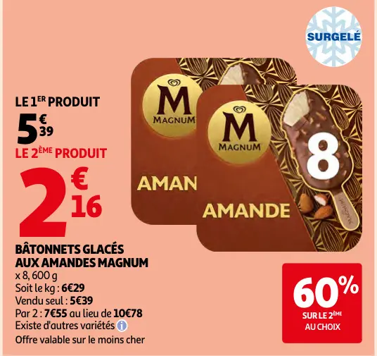 Offre: Bâtonnets glacés aux amandes
