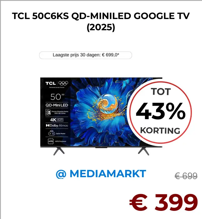 Aanbieding: 50c6ks qd-miniled Google tv