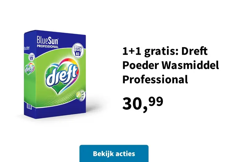 Promotie: 1+1 gratis: Dreft Poeder Wasmiddel Professional