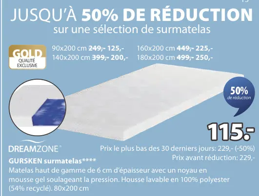 Offre: GURSKEN surmatelas