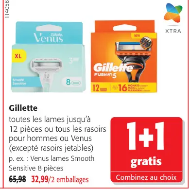 Offre: Gillette toutes les lames jusqu'à 12 pièces