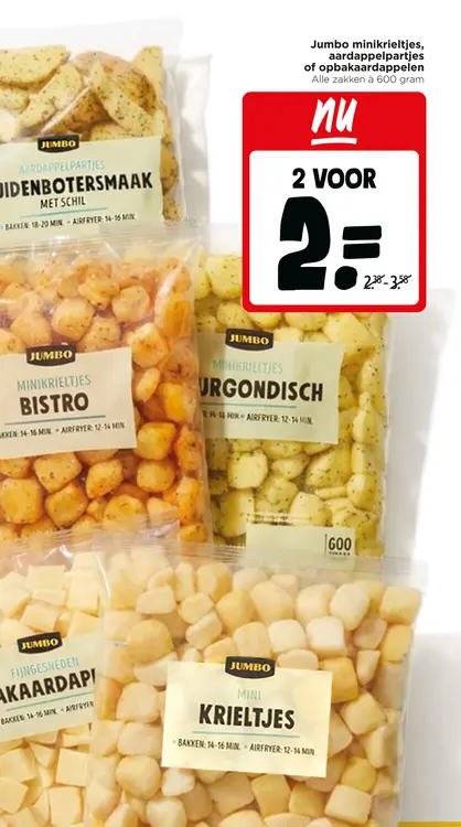 Aanbieding: Minikrieltjes, aardappelpartjes of opbakaardappelen