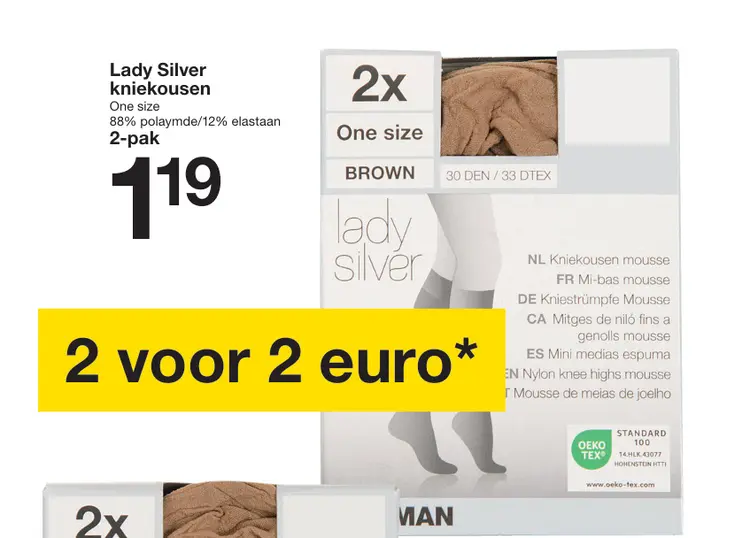 Aanbieding: Lady Silver kniekousen en pantysokken