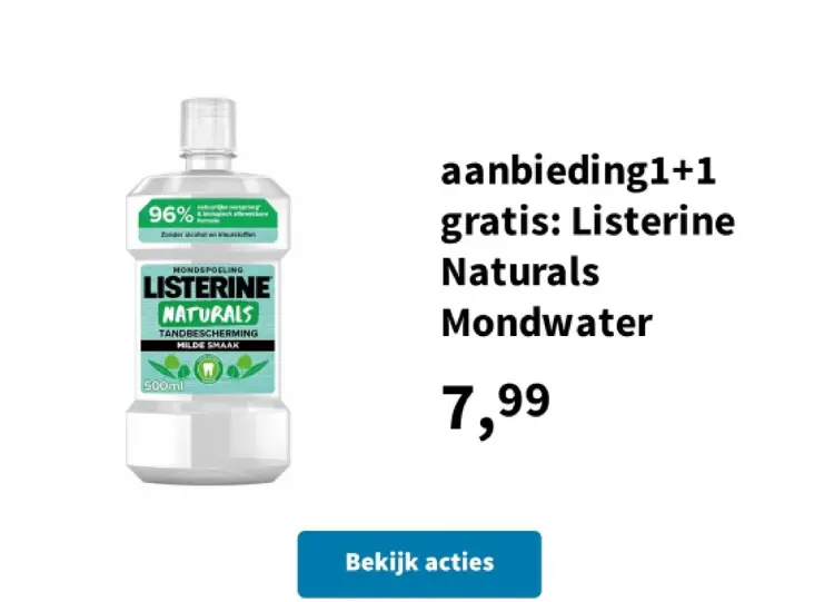 Aanbieding: Listerine Naturals Mondwater
