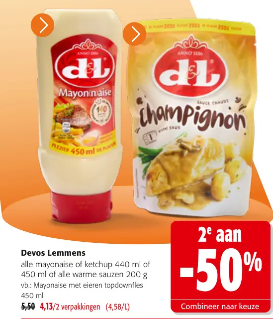 Promotie: Alle mayonaise of ketchup of alle warme sauzen
