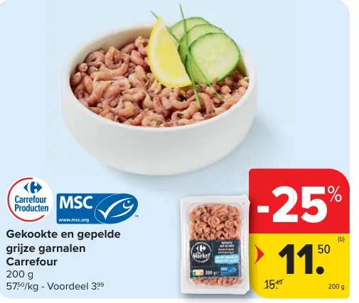 Promotie: Gekookte en gepelde grijze garnalen