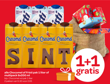 Aanbieding: Chocomel of Fristi pak 1 liter of multipack 6