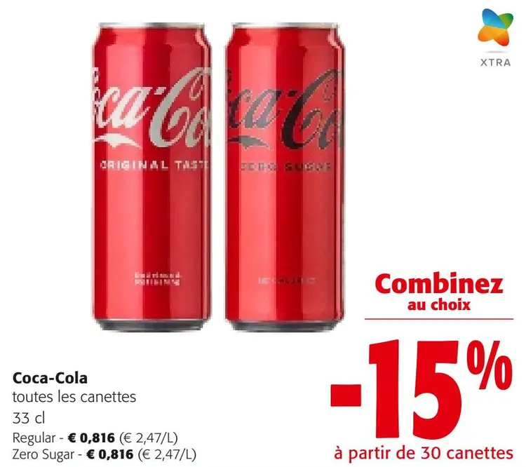 Offre: Toutes les canettes Coca-Cola