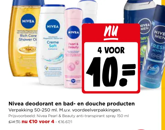 Promotie: Nivea deodorant en bad- en douche producten