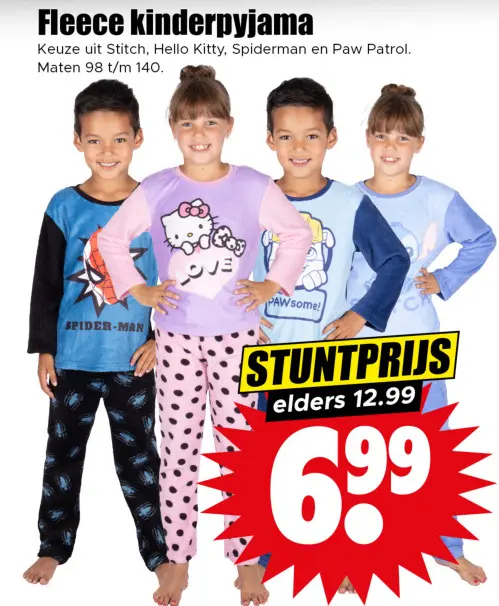 Aanbieding: Fleece kinderpyjama