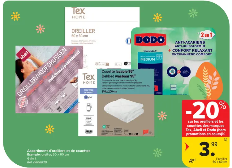 Offre: Assortiment d'oreillers et de couettes