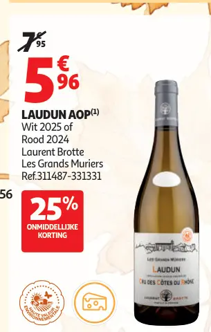 Promotie: Laurent Brotte Les Grands Muriers Laudun AOP Wit 2025 of Rood 2024