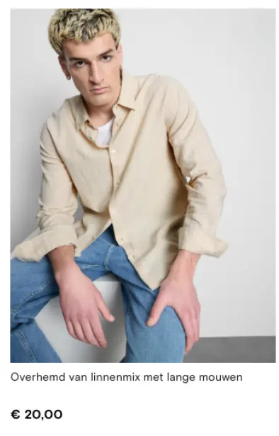 Aanbieding: Overhemd van linnenmix met lange mouwen