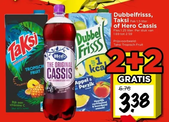 Aanbieding: Dubbelfrisss, Taksi or Hero Cassis