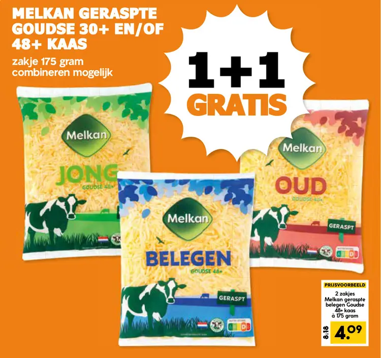 Aanbieding: Geraspte goudse 30+ en/of 48+ kaas