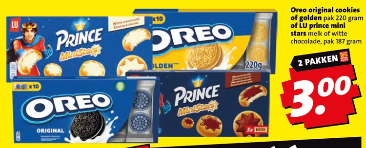 Aanbieding: Oreo original cookies of golden of LU prince 